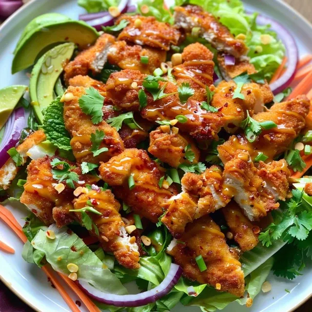 Close-up of golden-brown Greek chicken tenders, garnished with fresh herbs, on a white plate.