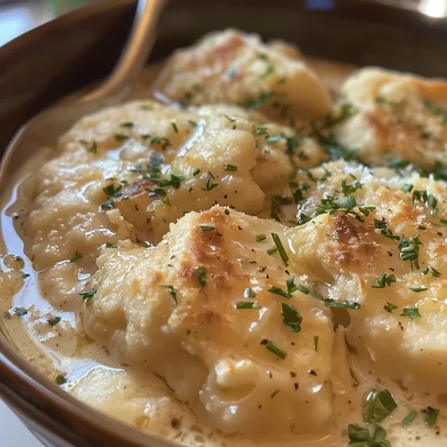 A bowl of homemade chicken and dumplings, seasoned with pepper.