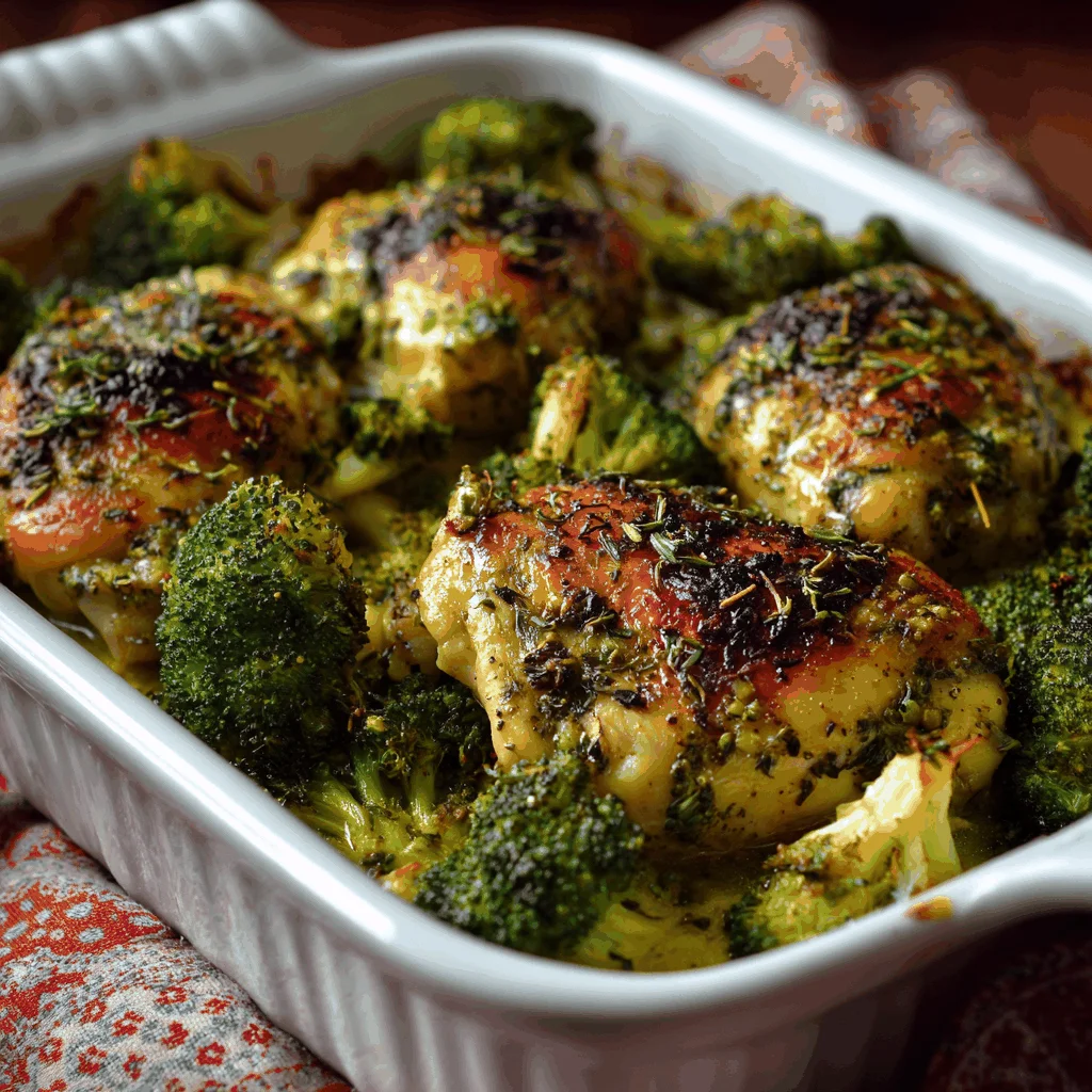 A delicious plate of Pollo y brócoli al horno en salsa Alfredo con extra queso - La Cuchara Feliz