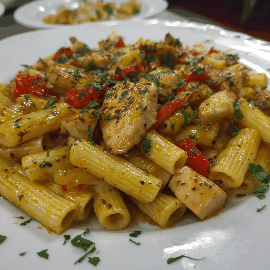 A delicious plate of Pin de conchi en Pasta en 2025 | Recetas de comida, Recetas fáciles, Pasta con pollo
