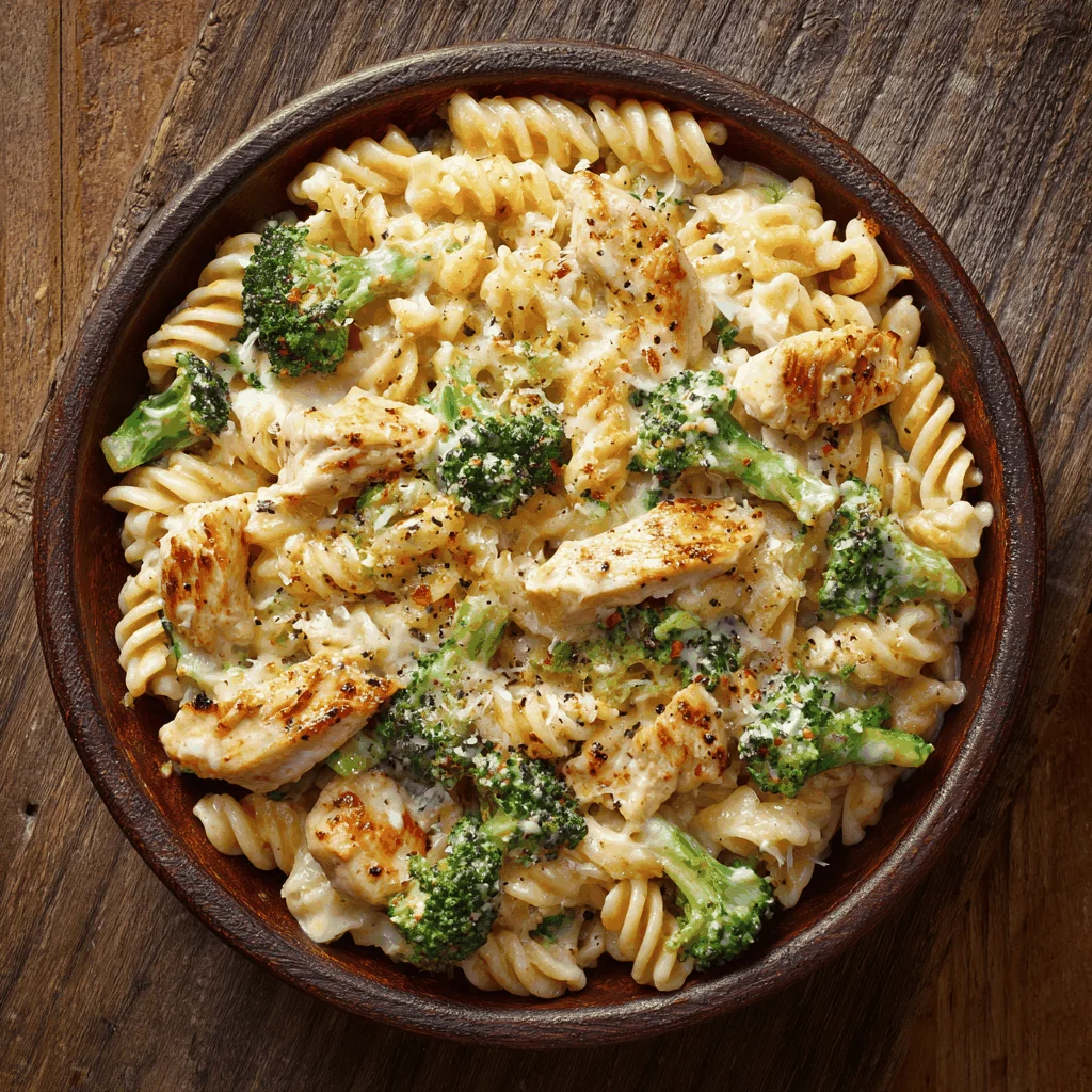 A delicious plate of Creamy Chicken and Broccoli Pasta