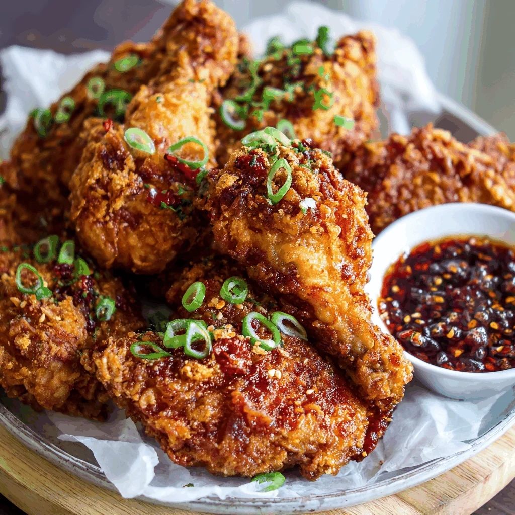 A delicious plate of Pollo Frito Coreano (Ultra Crujiente)