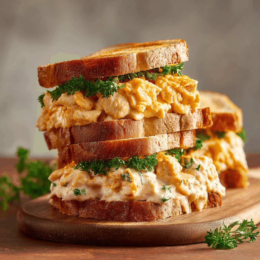 A delicious plate of Sándwiches Cremosos de Pollo: ¡El Secreto para un Almuerzo Perfecto!