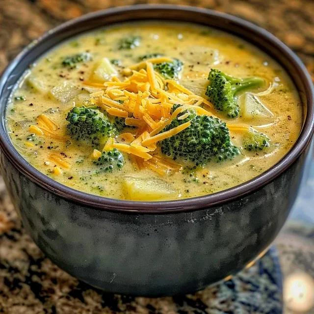 Sopa cremosa de verduras servida con trozos de pan al lado.