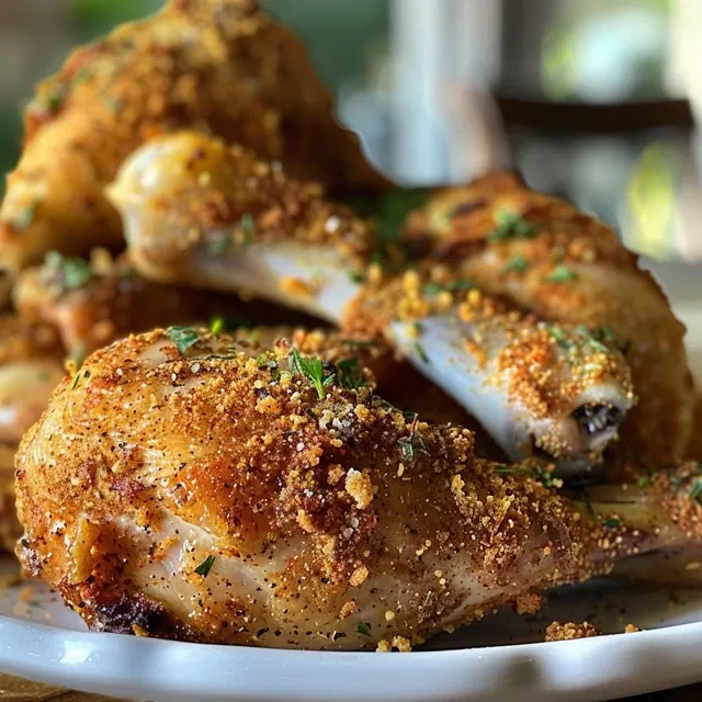 Primer plano de pollo crujiente con un exterior dorado y jugoso en su interior.