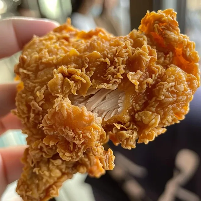 Pollo KFC Casero dorado y crujiente en un plato.