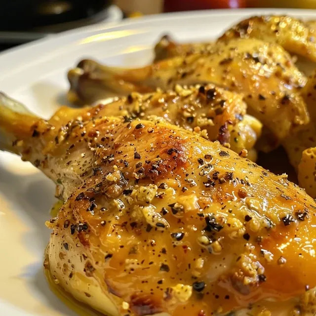 Primer plano de tiras de pollo al limón con perejil fresco.