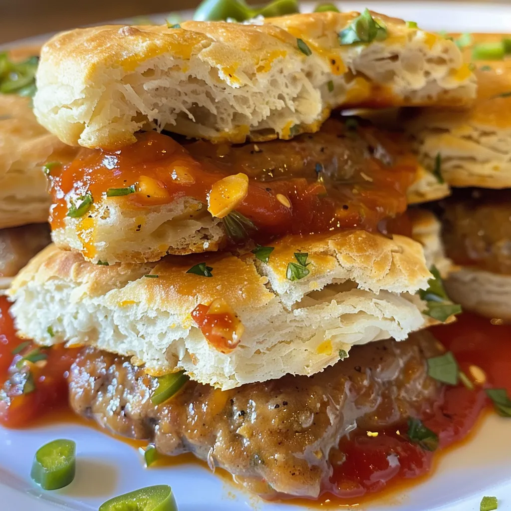 Galletas recién horneadas cubiertas de salsa espesa, vista lateral.