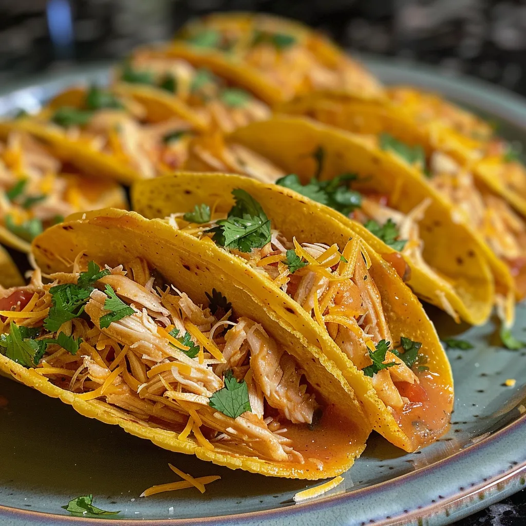 Vista lateral de mini tacos con salsa y crema agria.
