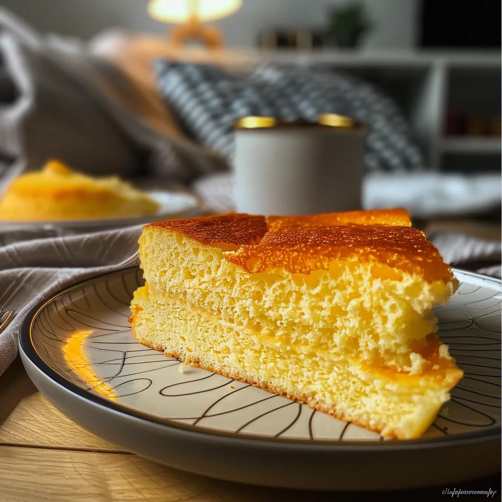 Primer plano de un tarta soufflé con ingredientes frescos y duraznos jugosos.