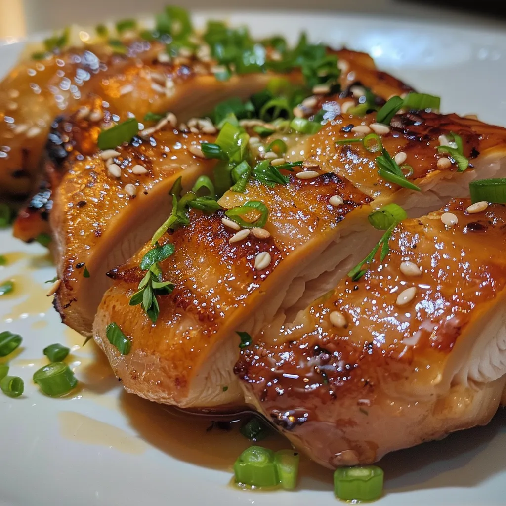 Close-up de pollo a la miel estilo chino, jugoso y dorado.