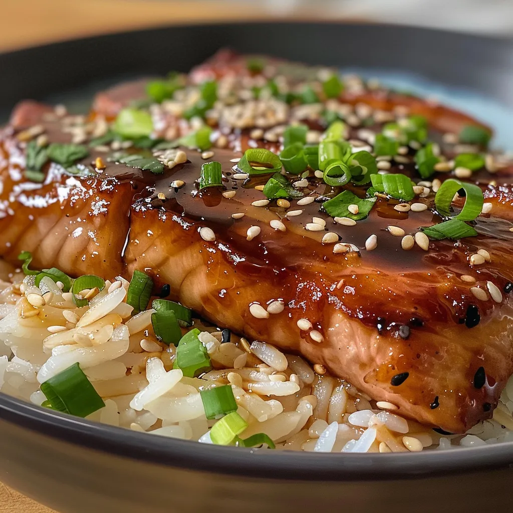 Vista lateral cercana de un delicioso Teriyaki Casero.