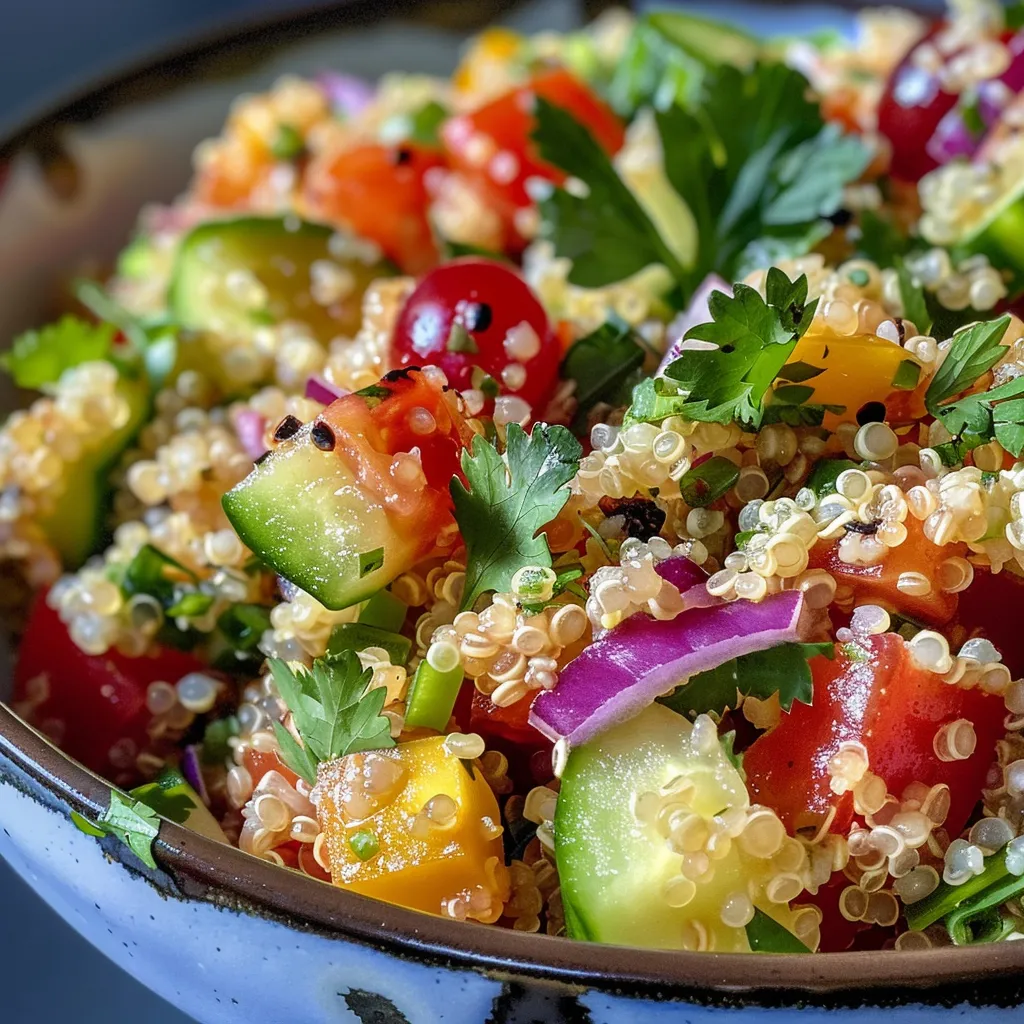 Ensalada de Quinoa colorida con vegetales frescos.