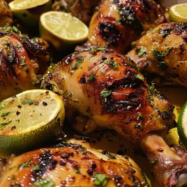 Plato de Pollo al Horno con Limón y Romero, mostrando los ingredientes y su presentación.