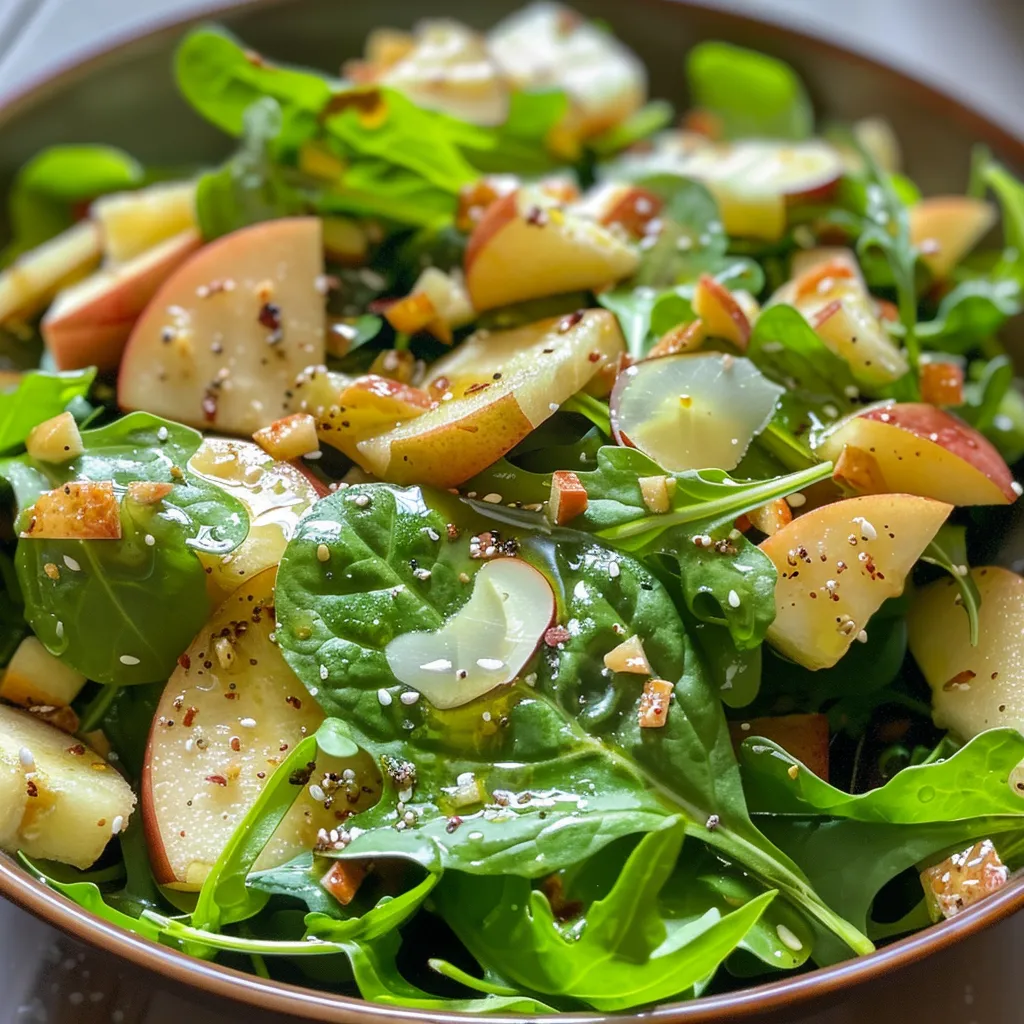 Ensalada de espinaca con manzana, arándanos y queso feta.