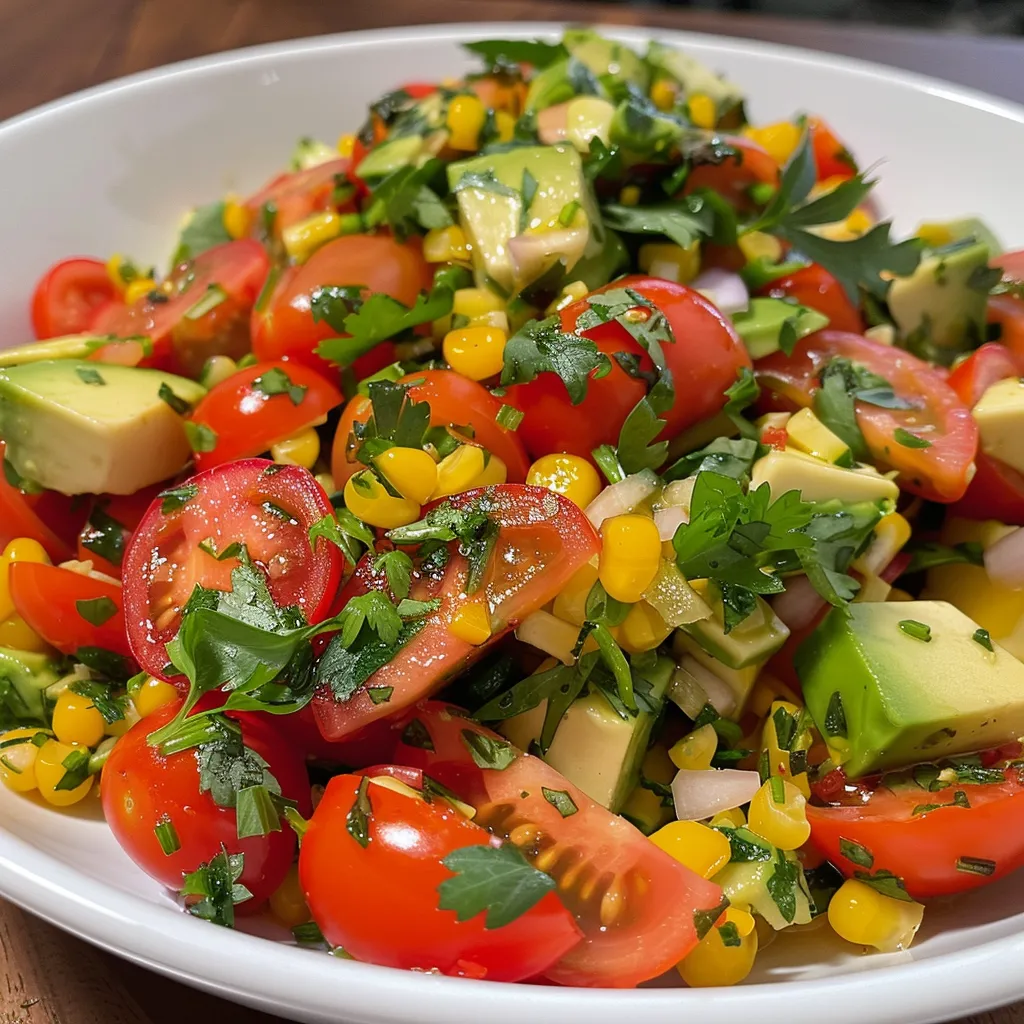 Ensalada de lentejas con aguacate, vista lateral, con ingredientes frescos.