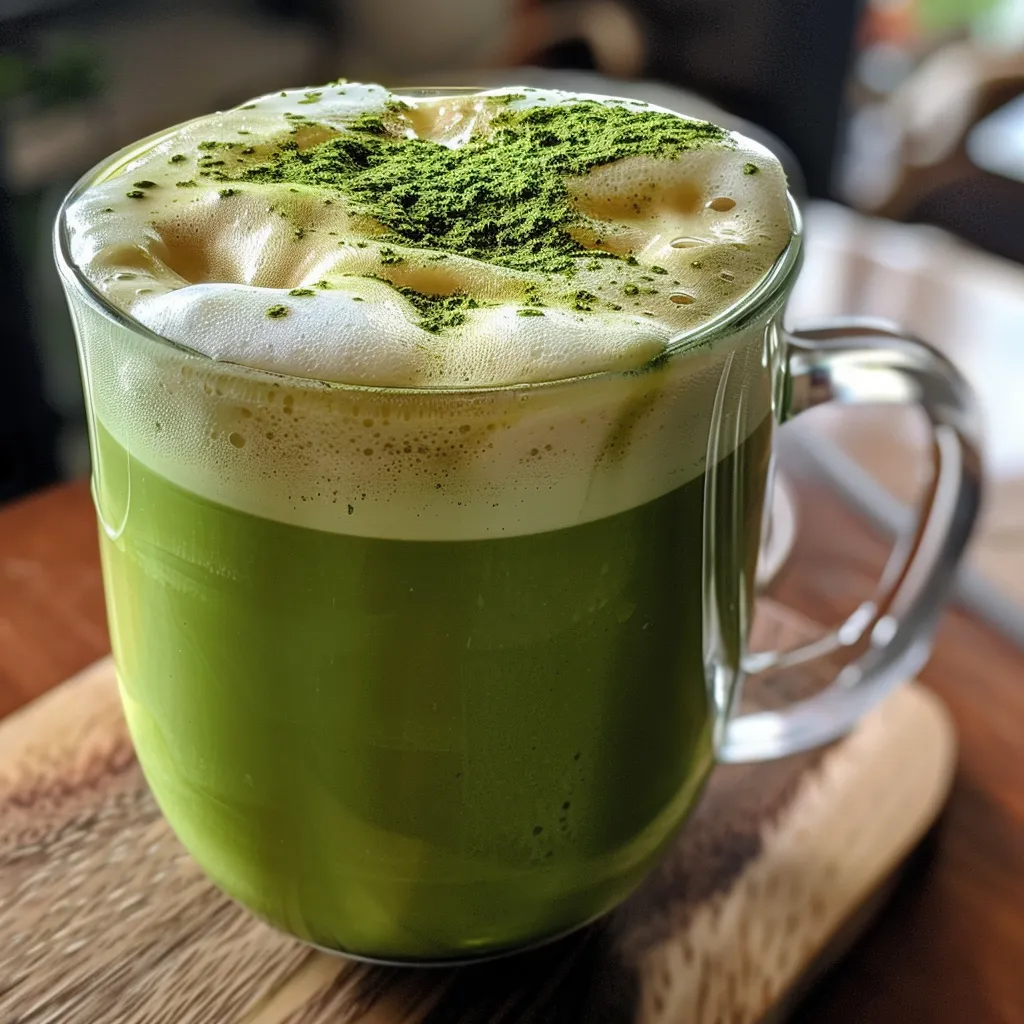 Primer plano de un vaso de Matcha Slim con una textura suave y cremosa.