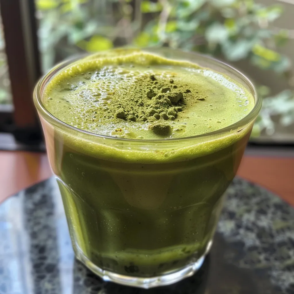 Vaso de Matcha Slim visto de lado, mostrando su color verde vibrante.