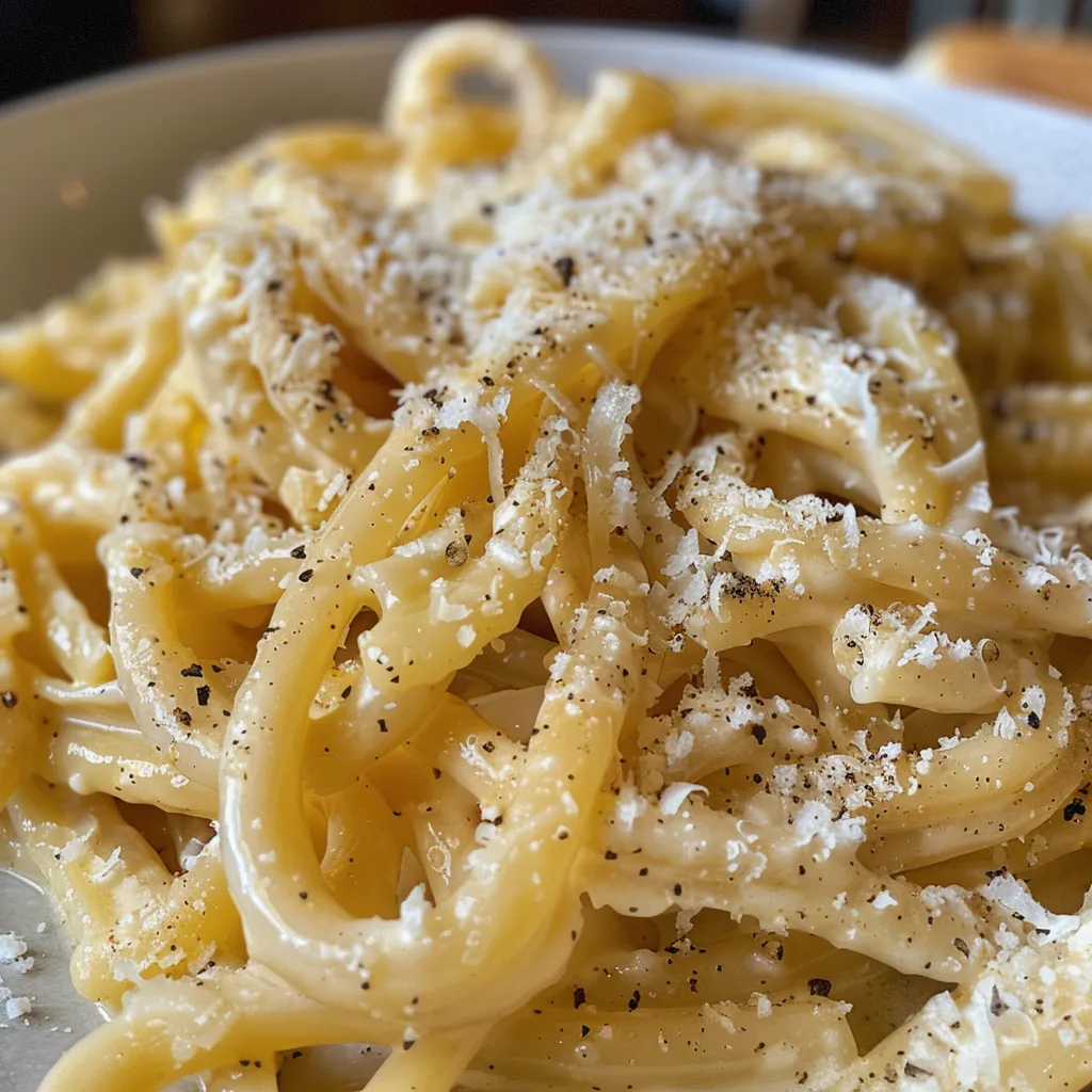 Taza de pasta cremosa con queso ricotta, vista lateral.