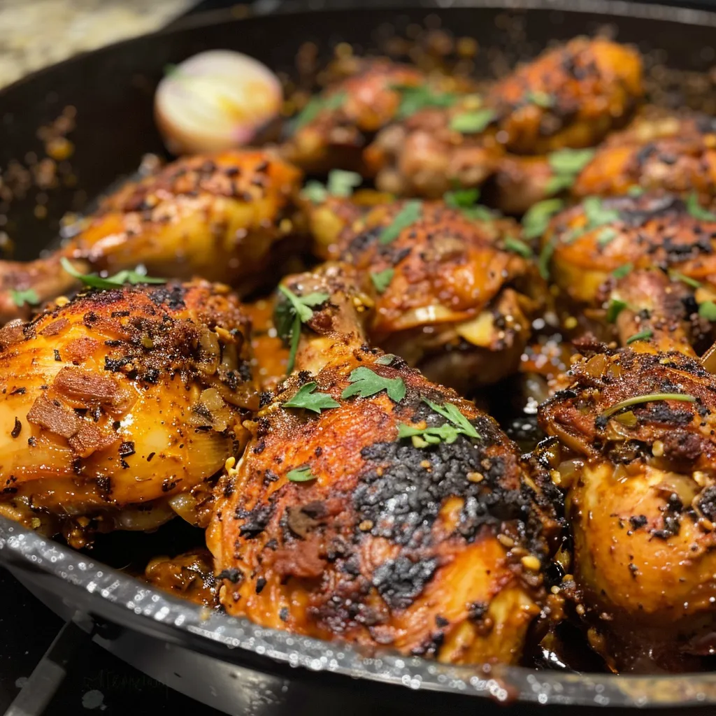 Side view of delicious Pollo Cajun, showcasing its golden-brown crispy skin.