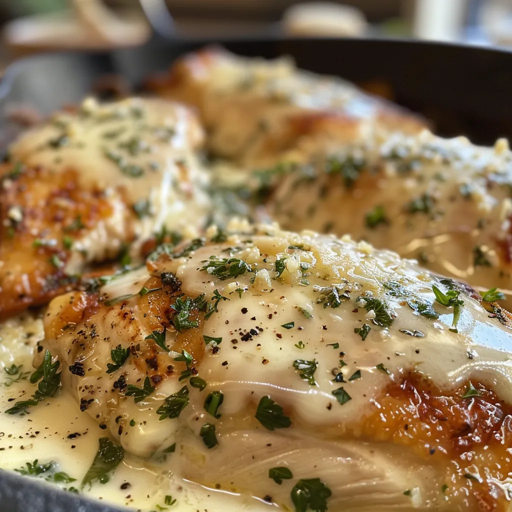 Pechuga de pollo cubierta con queso parmesano y espinacas.