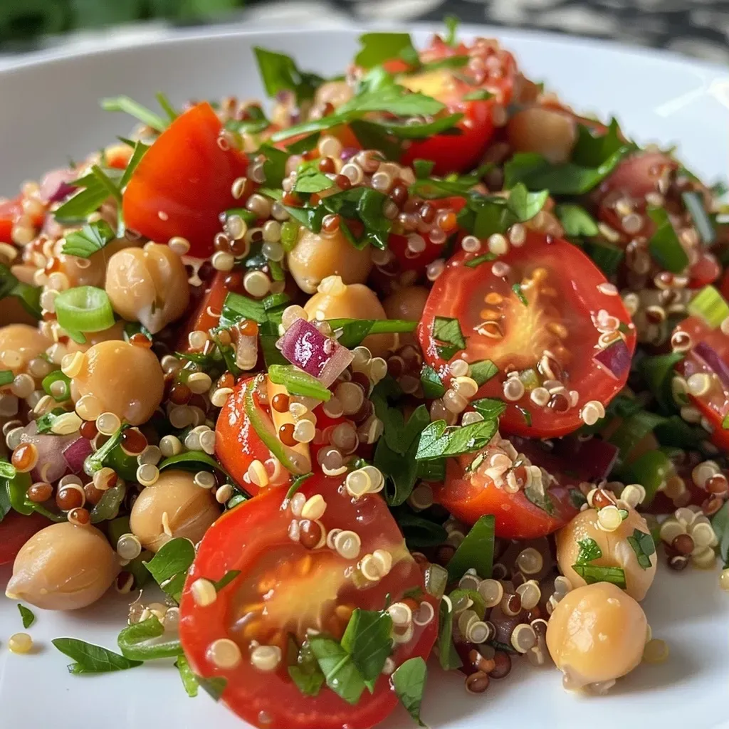 Ensalada de Quinoa y Tomate con ingredientes frescos en un tazón.