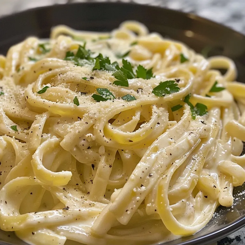Primer plano de salsa cremosa de requesón con pasta.