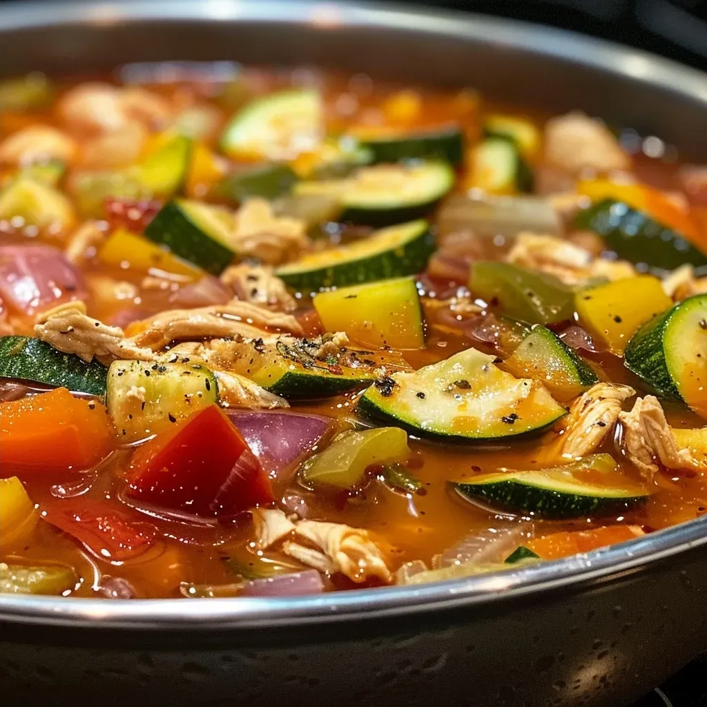 Tazón de sopa de verduras colorida y saludable, vista lateral.