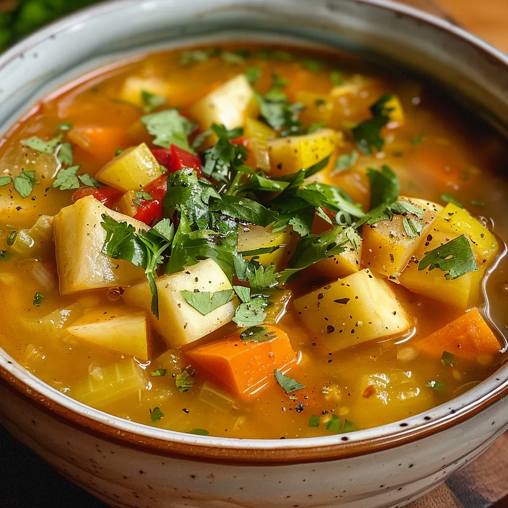 Sopa de zanahoria vegana con un toque de jengibre y manzana, en un tazón.