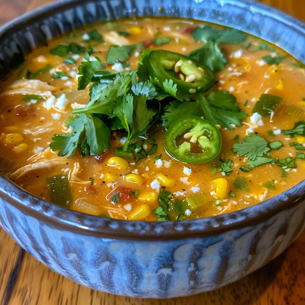 Sopa de Maíz Callejero Mexicano servida en un tazón, con crema y queso.