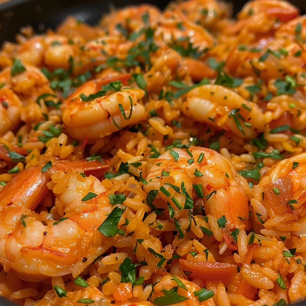 ['Plato de arroz con camarones, vista lateral.', 'Arroz con camarones recién preparado, enfoque cercano.', 'Detalle de un delicioso arroz con camarones en un recipiente.', 'Close up de arroz con camarones mostrando su textura y color.']