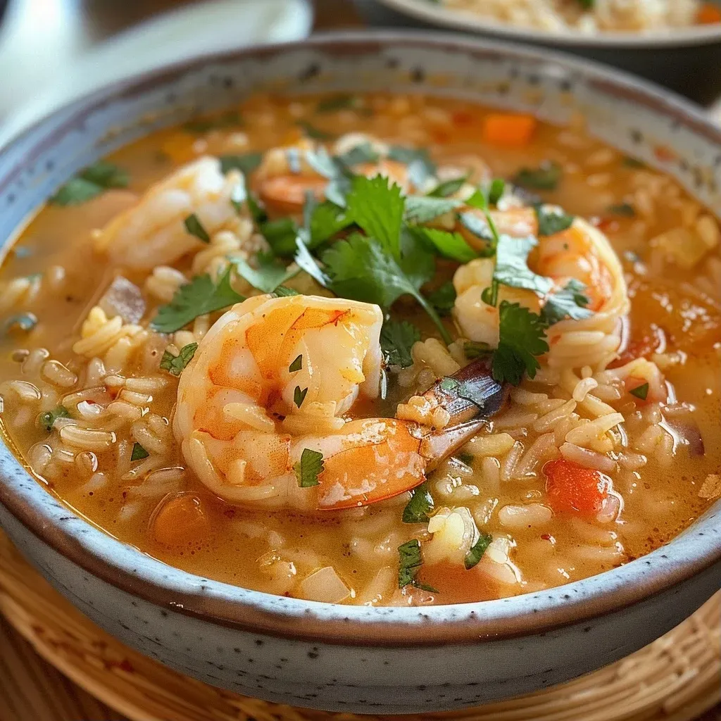 ['Plato de arroz con camarones, coco y achiote, presentado en primer plano.', 'Arroz con camarones jugoso con un toque de coco, capturado de lado.', 'Detalle de un delicioso arroz con camarones y una explosión de colores.', 'Arroz con camarones en un plato atractivo, resaltando los ingredientes frescos.']