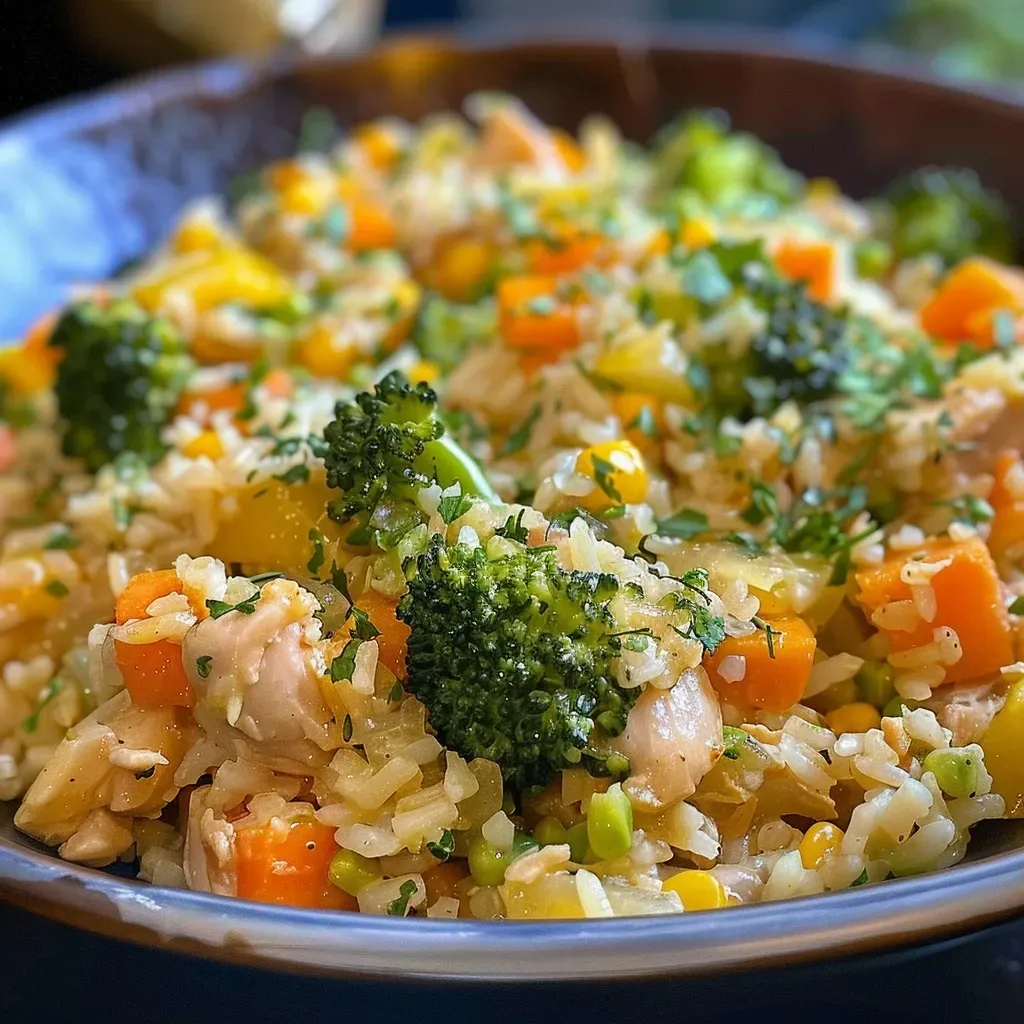 ['Plato de arroz con vegetales en primer plano.', 'Arroz blanco con brócoli, zanahoria y calabacita.', 'Detalle de un delicioso arroz con verduras frescas.', 'Arroz con vegetales cocidos, vista lateral.']