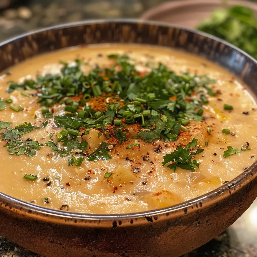 ['Crema de apio criollo en un tazón blanco.', 'Primer plano de crema de apio criollo con cilantro fresco.', 'Tazón de crema de apio criollo con ingredientes visibles.', 'Crema de apio criollo con un fondo difuminado.']