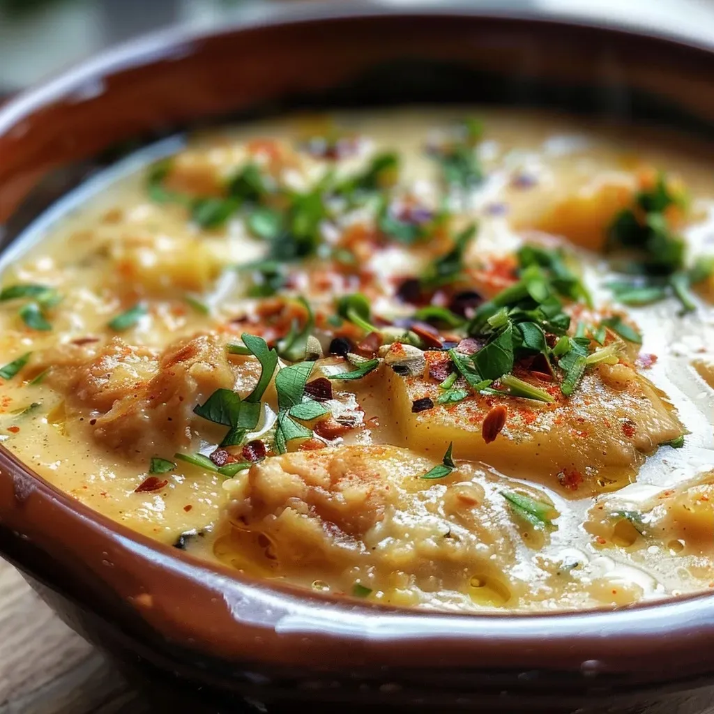 ['Crema de puerros en un bol con textura cremosa.', 'Primer plano de una deliciosa crema de puerros.', 'Tazón de crema de puerros decorado con jamón y semillas de chía.', 'Crema de puerros servida en un plato, con toppings coloridos.']