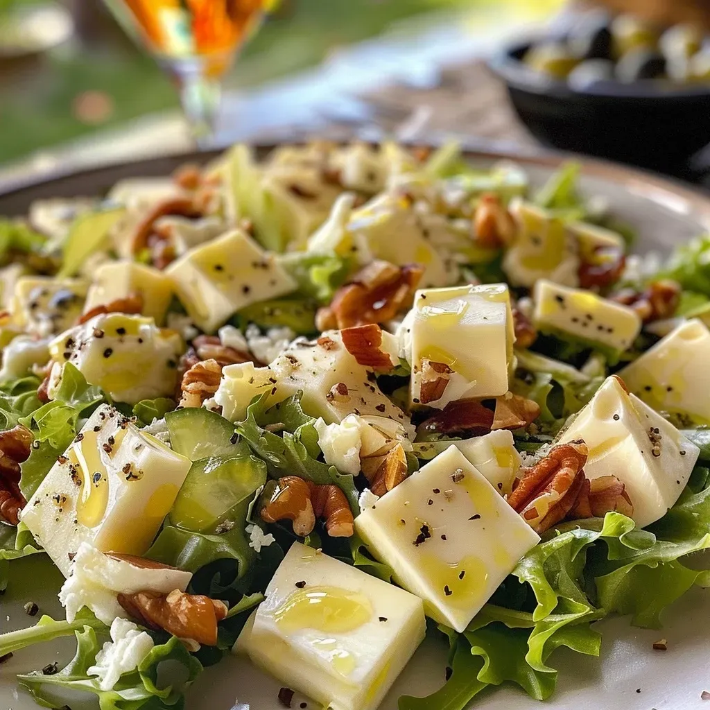 ['Ensalada de rúcula con queso parmesano en rodajas.', 'Ensalada fresca de rúcula con tomates y nueces.', 'Detalle de una ensalada de rúcula con ingredientes frescos.', 'Ensalada colorida de rúcula con parmesano y cebolla roja.']
