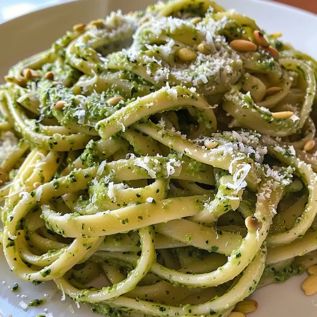 ['Placa de pasta al pesto de aguacate con ingredientes frescos visibles.', 'Close up de pasta al pesto cremoso con aguacate y albahaca.', 'Tazón de pasta con pesto de aguacate, decorado con hojas de albahaca.', 'Pasta al pesto de aguacate servida en un plato, con ingredientes al lado.']