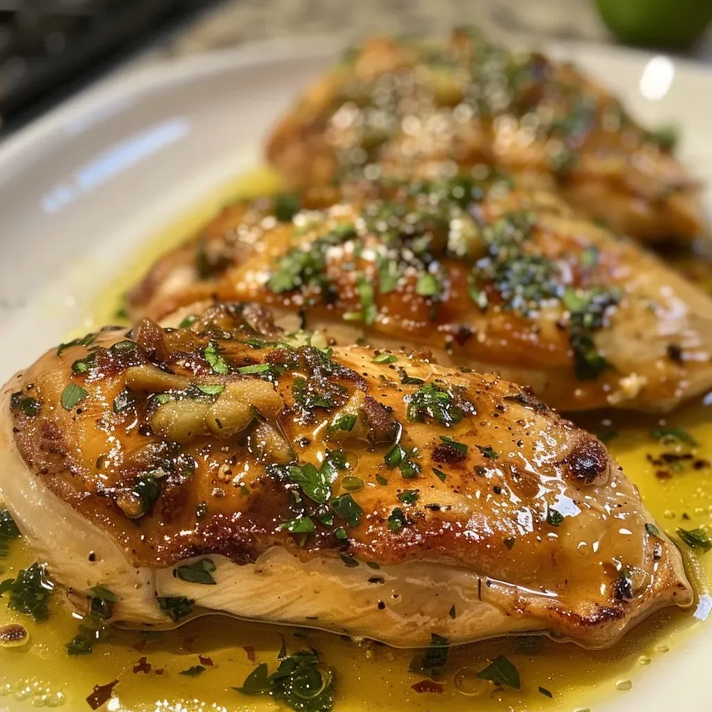 ['Muslos de pollo cocinados al horno con hierbas mediterráneas.', 'Primer plano de pollo al horno con aceitunas y ajo.', 'Vista lateral de una porción de pollo a la mediterránea.', 'Platos de pollo al horno con ingredientes mediterráneos.']