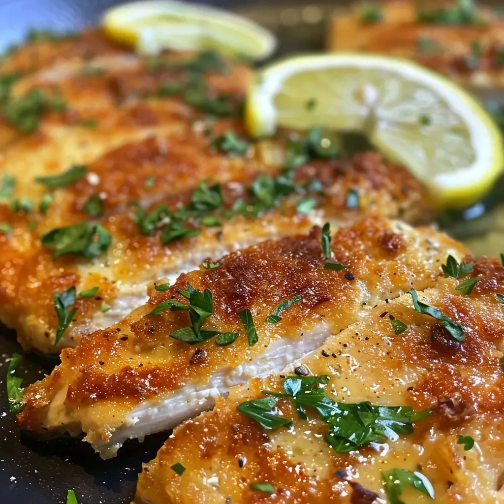 ['Pollo cremoso al limón con guarnición de limón y perejil.', 'Tierno pollo en salsa cremosa de limón en un plato.', 'Vista lateral de pollo cremoso al limón servido con rodajas de limón.', 'Pollo al limón con salsa cremosa, decorado con perejil fresco.']