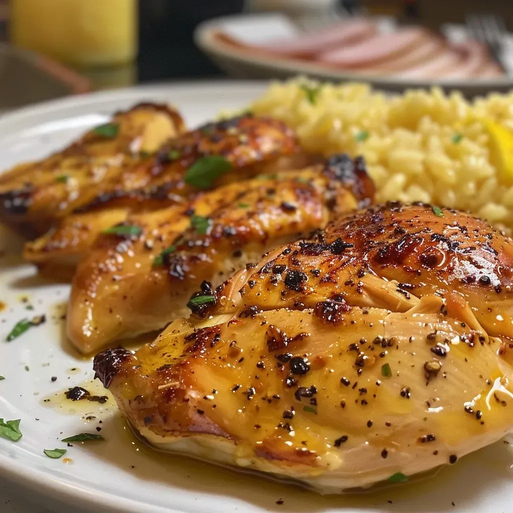 ['Pollo Internacional Cremoso servido con arroz y queso.', 'Pechugas de pollo en salsa cremosa acompañadas de arroz.', 'Primer plano de Pollo Internacional Cremoso con guisantes y jamón.', 'Plato de Pollo Internacional Cremoso con queso gratinado.']