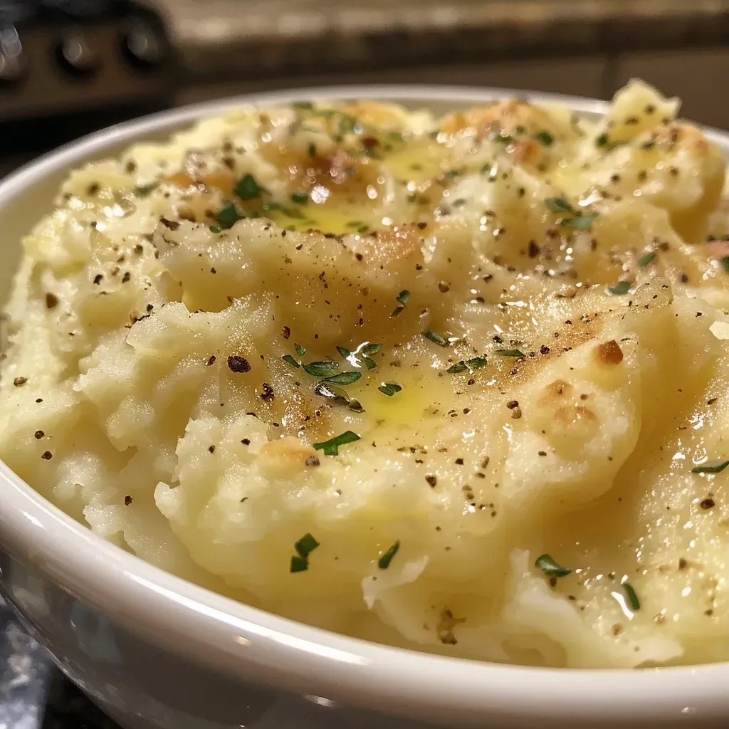 ['Puré de papas cremoso en un plato blanco, visto de lado.', 'Close up de un cremoso puré de papas con mantequilla.', 'Detalle de puré de papas jugoso en un recipiente.', 'Porción de puré de papas con una textura suave y apetecible.']