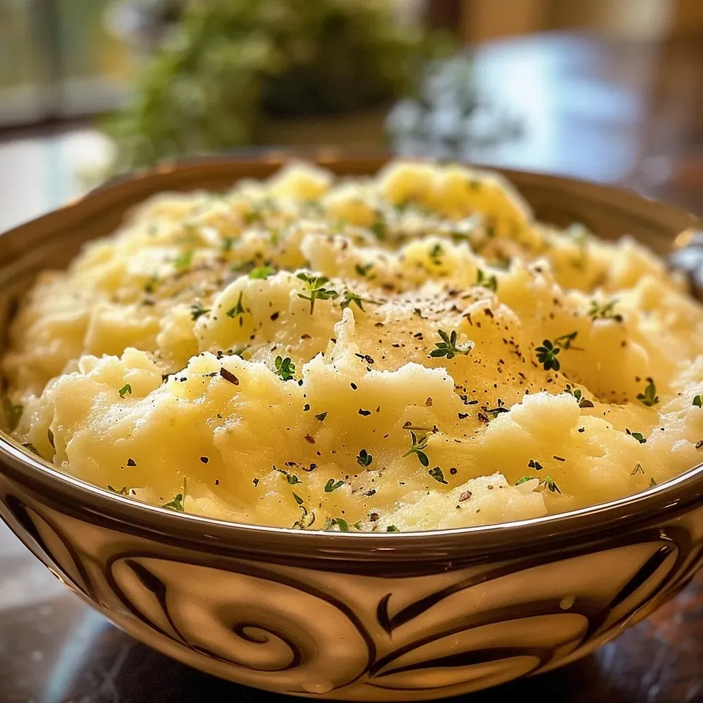 ['Puré de papas cremoso en un plato blanco, visto de lado.', 'Close up de un cremoso puré de papas con mantequilla.', 'Detalle de puré de papas jugoso en un recipiente.', 'Porción de puré de papas con una textura suave y apetecible.']