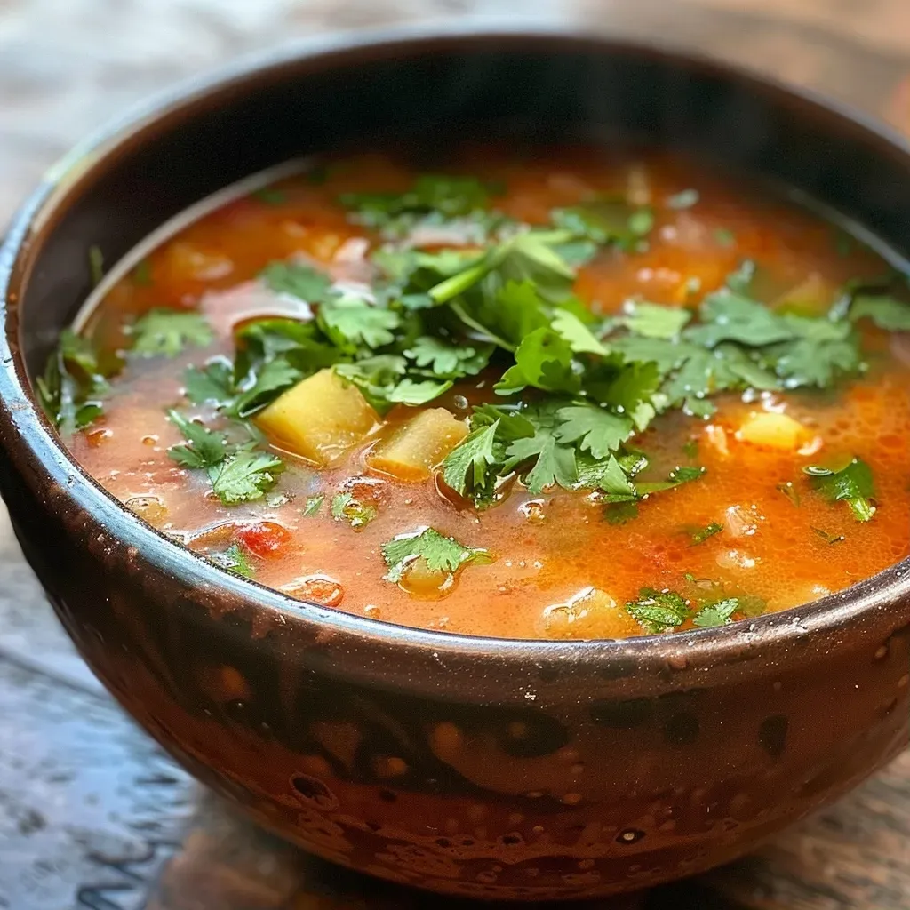 ['Sopa de maíz y cilantro en un tazón blanco, lista para servir.', 'Primer plano de una sopa colorida con maíz y cilantro fresco.', 'Tazón de sopa de maíz y cilantro humeante, decorado con hojas de cilantro.', 'Vista lateral de una sopa cremosa de maíz y cilantro en una mesa.']