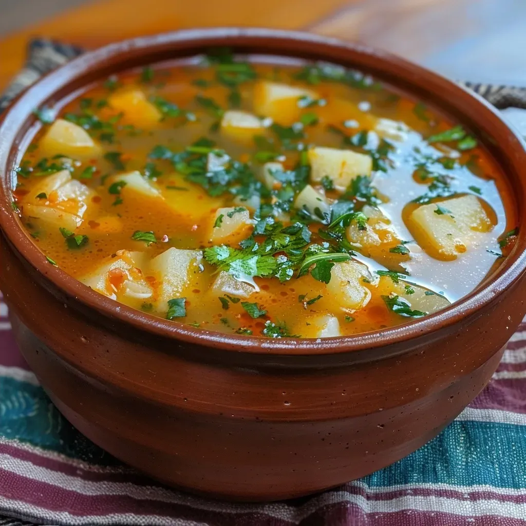 ['Sopa de maíz y cilantro en un tazón blanco, lista para servir.', 'Primer plano de una sopa colorida con maíz y cilantro fresco.', 'Tazón de sopa de maíz y cilantro humeante, decorado con hojas de cilantro.', 'Vista lateral de una sopa cremosa de maíz y cilantro en una mesa.']