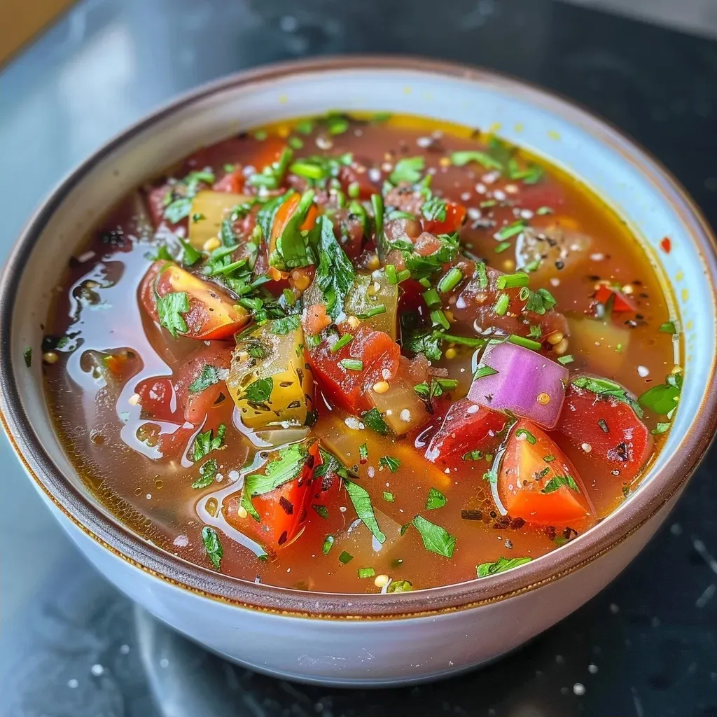 Primer plano de sopa de tomate y zanahoria asada en un tazón.