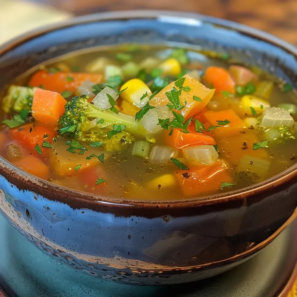 ['Sopa de verduras sin tomate, con ingredientes frescos y coloridos.', 'Primer plano de una sopa saludable, sin tomate, en un tazón.', 'Tazón de sopa de verduras vibrante y nutritiva, sin tomates.', 'Sopa de verduras casera sin tomate, mostrando sus ingredientes frescos.']