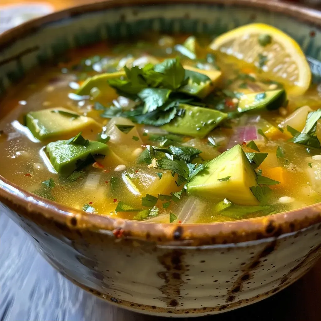 ['Sopa fría de aguacate y pepino en un tazón decorativo.', 'Primer plano de sopa de aguacate con pepino fresca y colorida.', 'Sopa fría de aguacate y pepino servida con un toque de aceite de oliva.', 'Tazón de sopa fría de aguacate y pepino con cilantro fresco.']