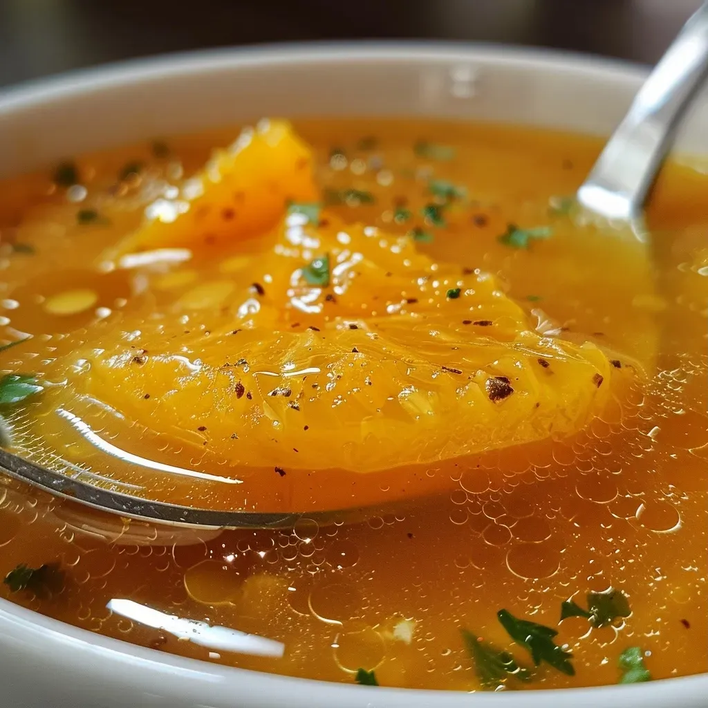 ['Sopa fría de zanahoria y naranja en un tazón.', 'Primer plano de sopa fría de zanahoria y naranja.', 'Sopa fría colorida con zanahoria y naranja.', 'Tazón de sopa fría de zanahoria y naranja decorado.']