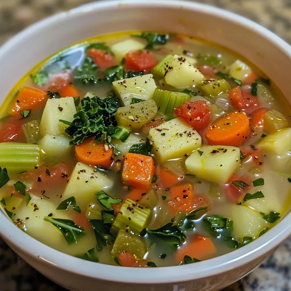 ['Sopa verde de verduras en un tazón, con ingredientes frescos alrededor.', 'Primer plano de sopa de verduras verdes servida en porción individual.', 'Tazón de sopa verde de verduras con una textura cremosa y color vibrante.', 'Sopa de verduras verde con trozos visibles de zanahoria, apio y espinacas.']