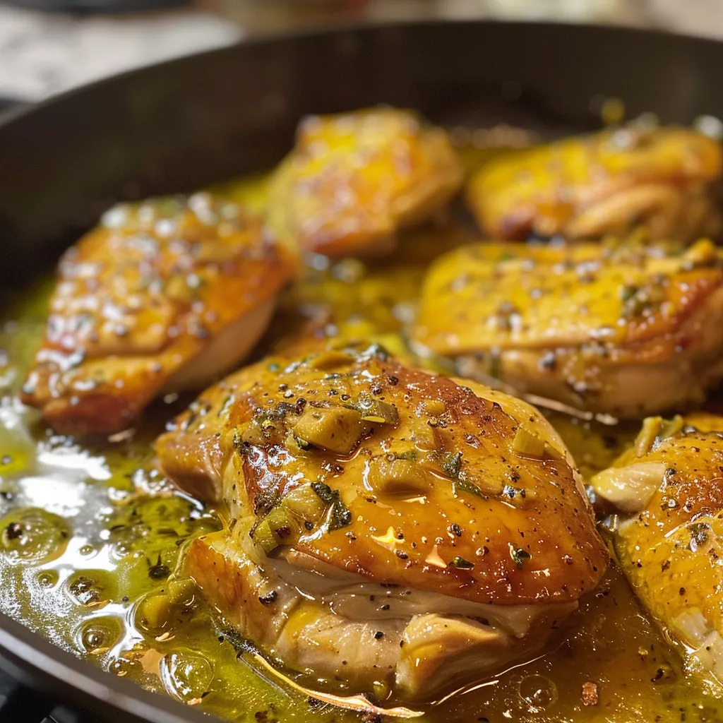['Pechugas de pollo glaseadas con mostaza y miel.', 'Pollo dorado con salsa de mostaza y miel en primer plano.', 'Plato de pollo mostaza miel listo para servir.', 'Detalle de pollo jugoso cubierto con salsa de mostaza y miel.']